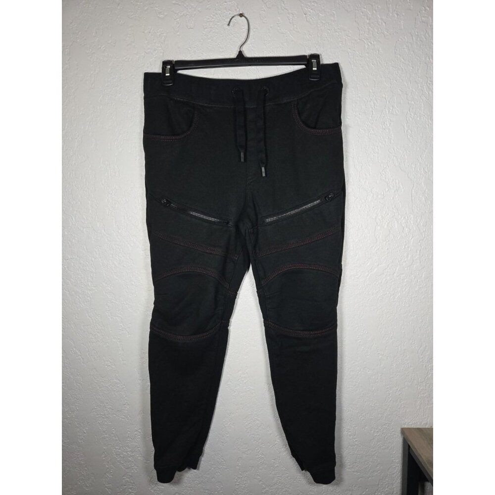 True Religion Sweatpants Mens L Black Drawstring Joggers Zipper Pockets